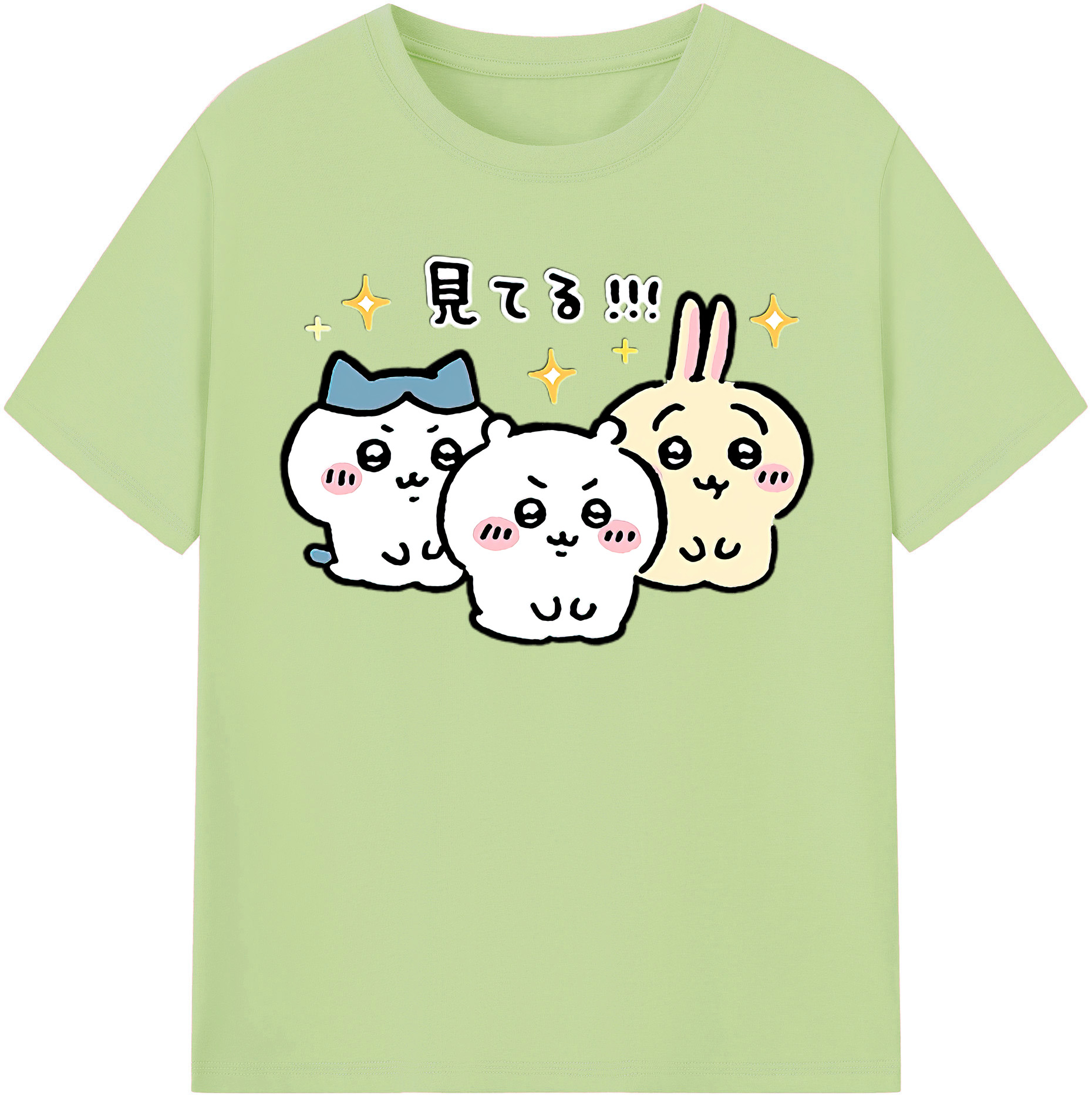 （画像用） ちいかわ ハチワレ Chii-kawa hachiware 綿100％半袖Tシャツ（フロントプリント）